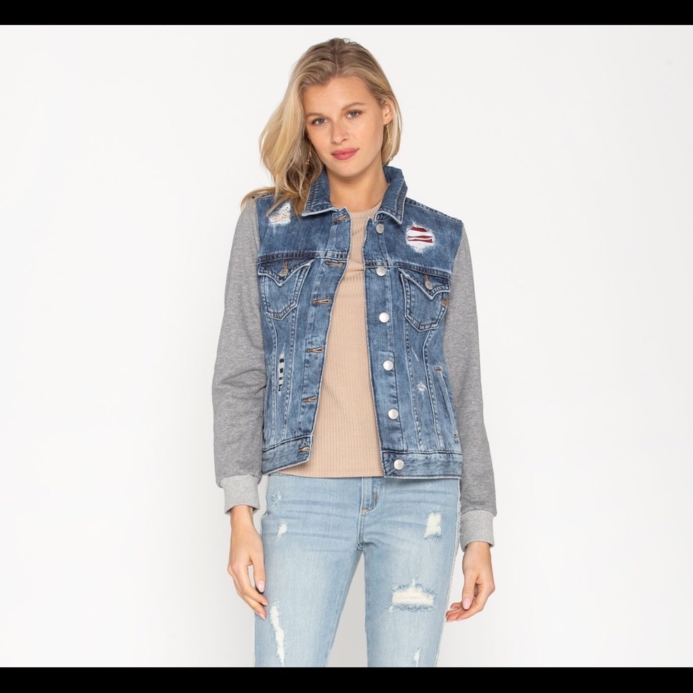 Miss Me American Flag Insert Jean Jacket Sz Small
